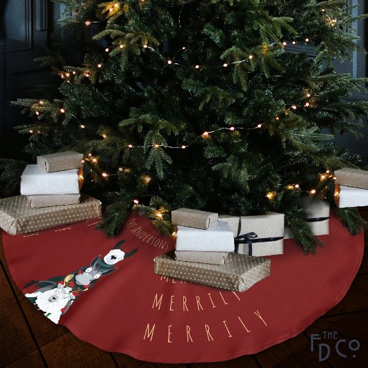 おもしろいフェスティバルレッドシックかわいいドンキーラマヒツジ ブラッシュドポリエステルツリースカート