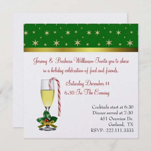 おもしろいフェスティバルワイングラスクリスマスパーティの招待状 招待状 (正面/裏面)