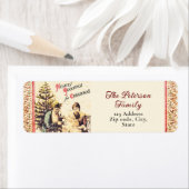 おもしろいフェスティバルヴィンテージビクトリアンサンタウィズファミリー ラベル (インサイチュ)