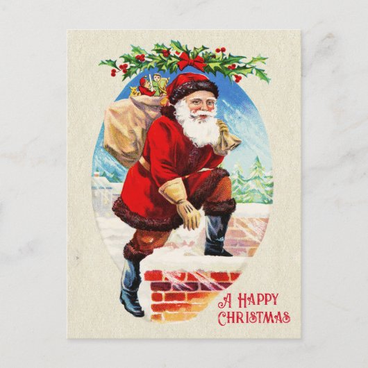 おもしろいフェスティバルヴィンテージビクトリアンサンタギフトチムニー シーズンポストカード (正面)