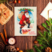 おもしろいフェスティバルヴィンテージビクトリアンサンタギフトチムニー シーズンポストカード