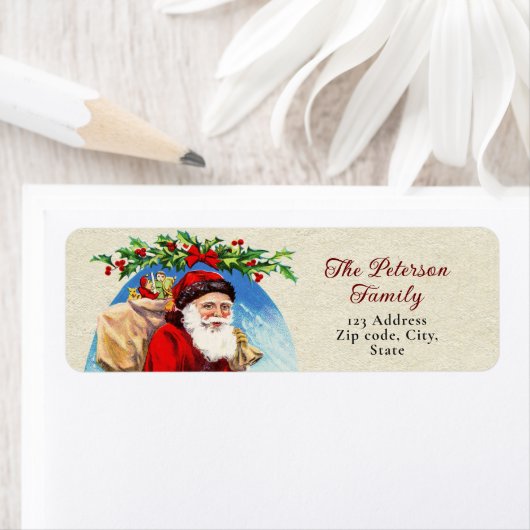 おもしろいフェスティバルヴィンテージビクトリアンサンタギフトホリー ラベル (インサイチュ)