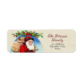 おもしろいフェスティバルヴィンテージビクトリアンサンタギフトホリー ラベル (正面)