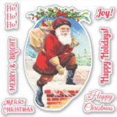 おもしろいフェスティバルヴィンテージSanta Chimneyメッセージ シール (正面)