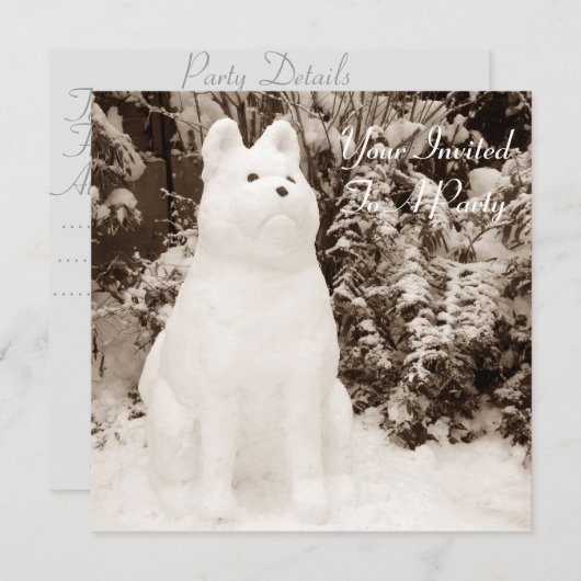 おもしろいフェスティバル写真スノードッグ 招待状 (正面/裏面)