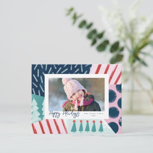 おもしろいフェスティバル明るいカラフルフォトホリデーカード シーズンカード (スタンド正面)
