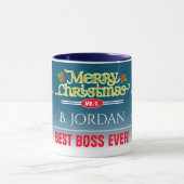 おもしろいフェスティバル最高のボスエバーと雪だるまクリスマス マグカップ (中央)