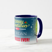 おもしろいフェスティバル最高のボスエバーと雪だるまクリスマス マグカップ (正面右)