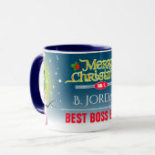 おもしろいフェスティバル最高のボスエバーと雪だるまクリスマス マグカップ (正面左)