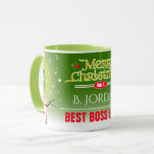 おもしろいフェスティバル最高のボスエバーと雪だるまクリスマス マグカップ (正面左)