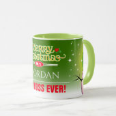 おもしろいフェスティバル最高のボスエバーと雪だるまクリスマス マグカップ (正面右)