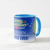 おもしろいフェスティバル最高のボスエバーと雪だるまクリスマス マグカップ (正面右)