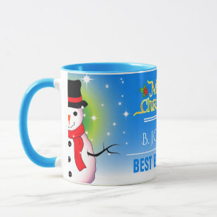 おもしろいフェスティバル最高のボスエバーと雪だるまクリスマス マグカップ