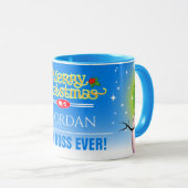 おもしろいフェスティバル最高のボスエバーと雪だるまクリスマス マグカップ (正面右)