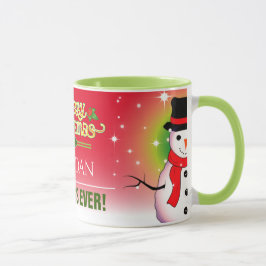 おもしろいフェスティバル最高のボスエバーと雪だるまクリスマス マグカップ