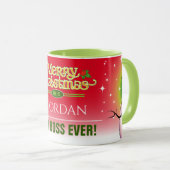 おもしろいフェスティバル最高のボスエバーと雪だるまクリスマス マグカップ (正面右)