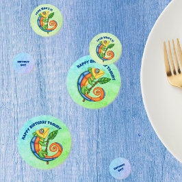 おもしろいフェスティバル誕生日リザードブライトカラーズリーフ コンフェッティ