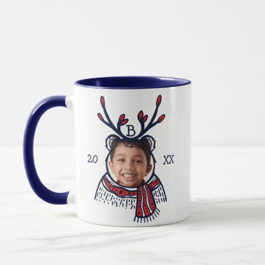 おもしろいフェスティバル赤い格子柄パンダキャラクター写真 マグカップ (左)