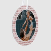 おもしろいフェスティバル赤編みステッチ模様 オーナメント (正面)