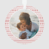 おもしろいフェスティバル赤編みステッチ模様 オーナメント (裏面)