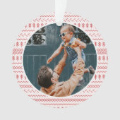 おもしろいフェスティバル赤編みステッチ模様 オーナメント (正面)