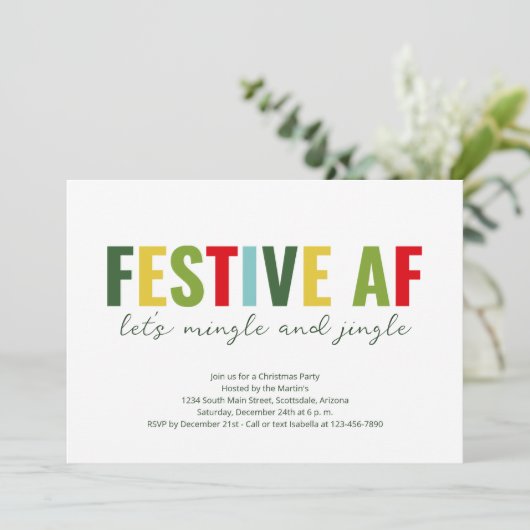 おもしろいフェスティバルAFクリスマスパーティの招待状 シーズンカード (スタンド正面)