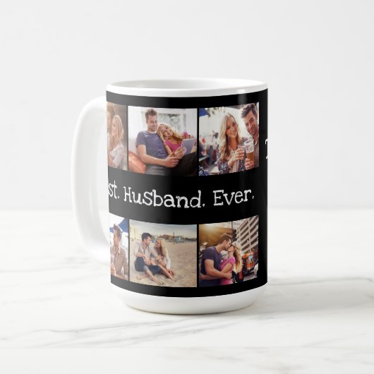おもしろいフォトコラージュ最高の夫エバー白黒 コーヒーマグカップ (正面左)