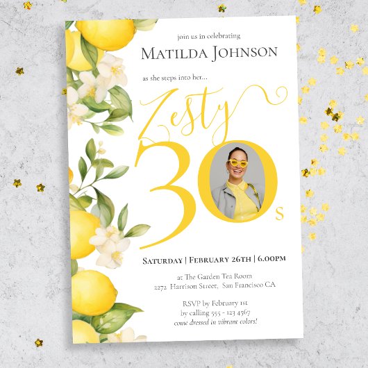 おもしろいフォトゼスティレモン30歳の誕生日パーティー 招待状