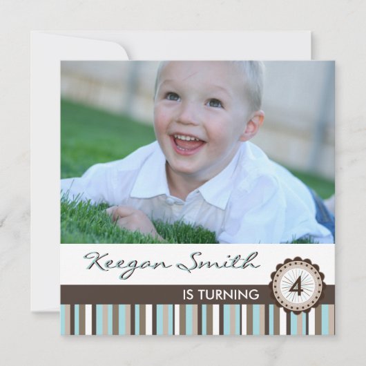 おもしろいフォトバースデーパーティーの招待 招待状 (正面)