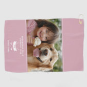 おもしろいフォトプモダンロガーモノグラムのクラブProピンク ゴルフタオル (横)