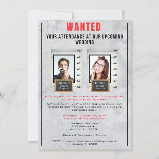 おもしろいフォトマグショット結婚式招待状 招待状 (正面)