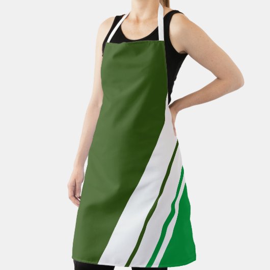 おもしろいフォレストケリーグリーンオフセットホワイト傾斜ストライプ付 エプロン (インサイチュ)
