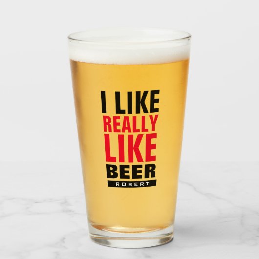 おもしろいフォントのカスタムビールが好き タンブラーグラス (ドリンク正面)