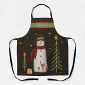 おもしろいフォークお洒落雪だるま エプロン (正面)