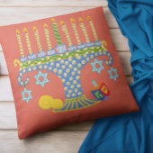 おもしろいフォークアートハヌカー(ユダヤ教)メノラー クッション