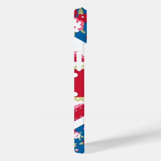 おもしろいフォークキルトブリティッシュユニオンジャックフラワーズ Case-Mate iPhoneケース (裏面 / 右)