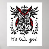 おもしろいフクロウいいぞ!引用文ユーモア ポスター (正面)