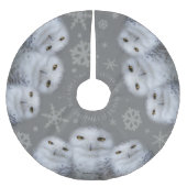 おもしろいフクロウがクリスマスに欲しいフクロウ ブラッシュドポリエステルツリースカート (正面)