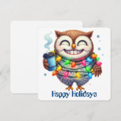 おもしろいフクロウのホリデーグリーティングカード シーズンカード (正面/裏面)