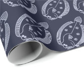 おもしろいフクロウダイがライトパープル最深青 ラッピングペーパー (ロールコーナー)