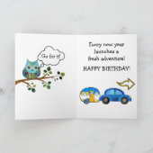 おもしろいフクロウ知恵誕生日カード シーズンカード (内部)