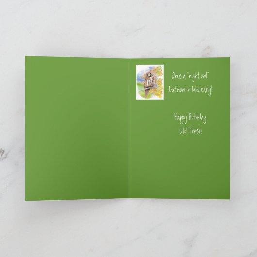 おもしろいフクロウ70誕生日が年を取る カード (内部)