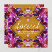 おもしろいフラクタル羽毛スペシャルパーティの招待状 招待状 (正面/裏面)