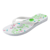 おもしろいフラミンゴとグリーンつる植物 ビーチサンダル (アングル)