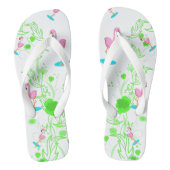 おもしろいフラミンゴとグリーンつる植物 ビーチサンダル (フットベッド)