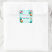 おもしろいフラミンゴとパイナップルサマープールパーティー スクエアシール (バッグ)