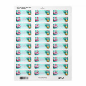 おもしろいフラミンゴとパイナップルサマープールパーティー ラベル (フルシート)