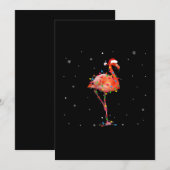 おもしろいフラミンゴのクリスマスライトの服 キュートなX'mas シーズンカード (正面/裏面)