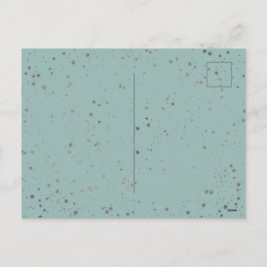 おもしろいフラミンゴスのクリスマスのキラキラ星 シーズンポストカード (裏面)