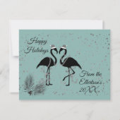 おもしろいフラミンゴスクリスマスパーソナライズされたグリッター 案内状 (正面)